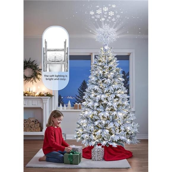 Christmas Tree Topper with Built-in 3D Glitter Led Snowflake 10-inch - Picture 4 of 8